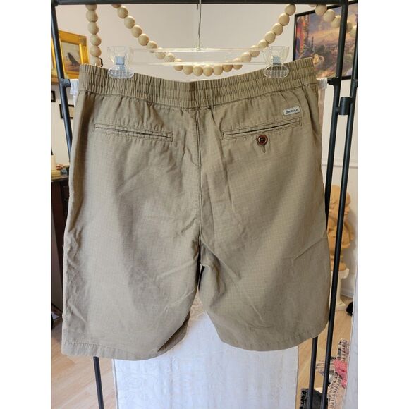 New men's sz 32 Barbour solid khaki beige cargo ripstop roller shorts sand - Picture 3 of 5